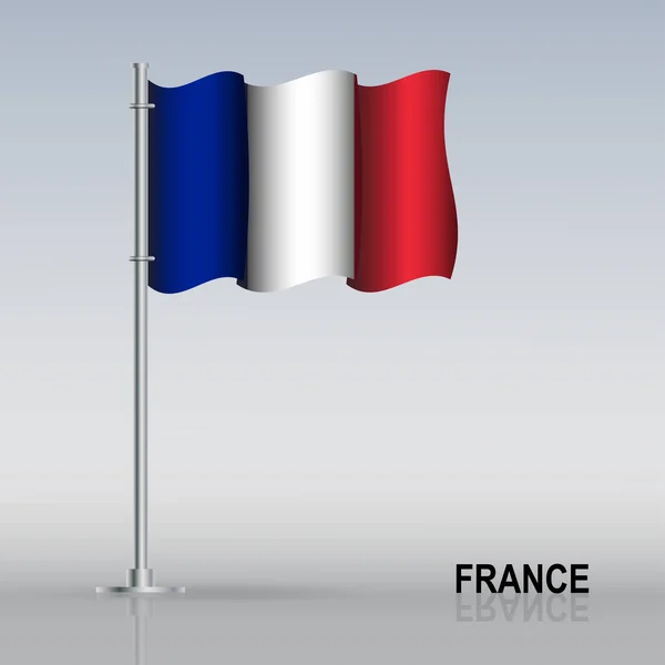 Auf Einem Fahnenmast Weht Die Französische Flagge Vektorillustration — Stockvektor