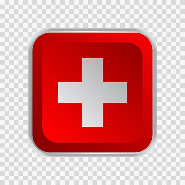 Флаг Швейцарии Квадратной Кнопке Прозрачном Фоновом Элементе Сайтов Векторная Иллюстрация — стоковый вектор