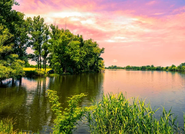 Beautiful Places Recreation Fishing Sunset Adygea Russia — стоковое фото