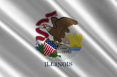 Flag of Illinois is a state in the Midwestern region of the United States. 3d illustration