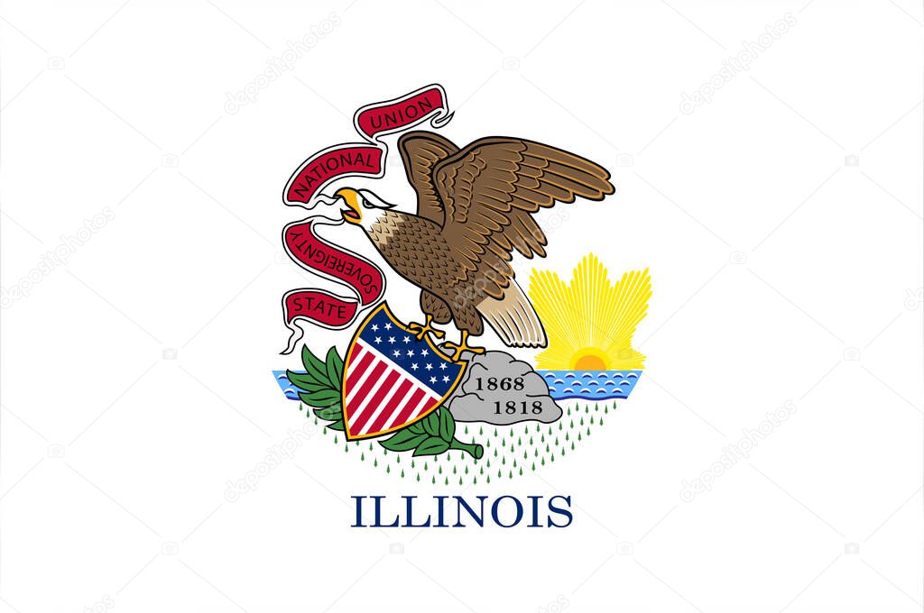 Flag of Illinois is a state in the Midwestern region of the United States. 3d illustration