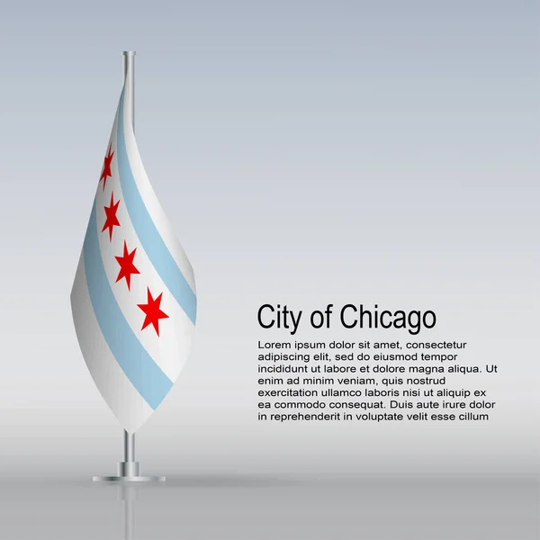 Flag State Chicago Illinois Usa Hanging Flagpole Stands Table Vector — Wektor stockowy