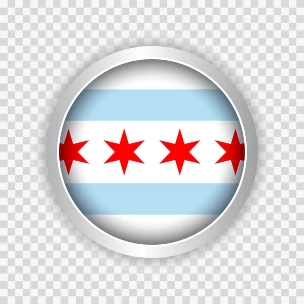 Flag State Chicago Illinois Usa Button Transparent Background Element Websites — Stock Vector