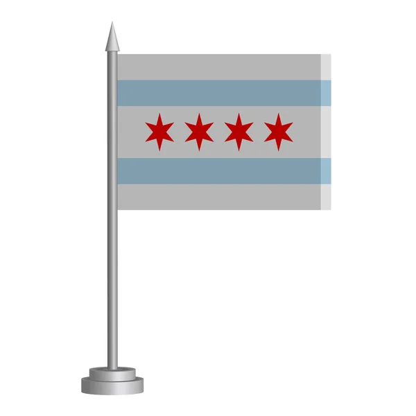 Flag State Chicago Illinois Usa Flying Flagpole Stands Table Vector — Stock Vector