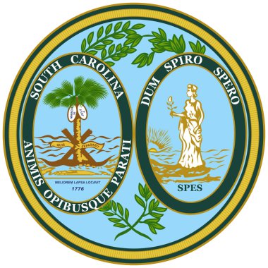 Coat of South Carolina, ABD 'nin güneydoğu bölgesinde bulunan bir eyalettir. Vektör illüstrasyonu