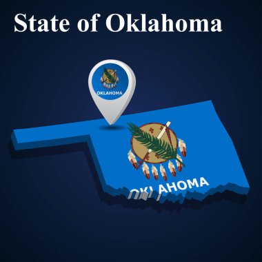 ABD 'nin Oklahoma eyaletinin bayrağı karanlık arka planda. Vektör illüstrasyonu