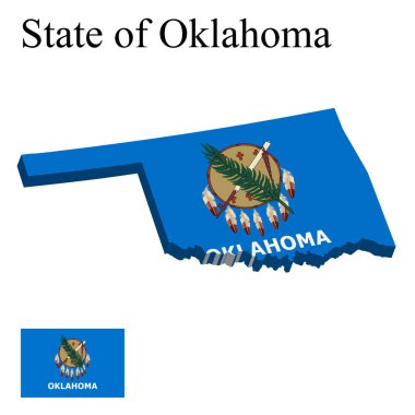 Beyaz arka planda ABD 'nin Oklahoma eyaletinin bayrağı. Vektör illüstrasyonu