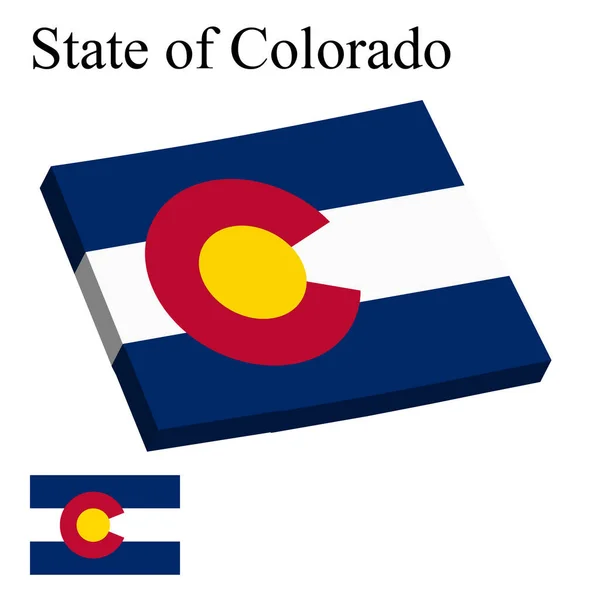 Flagge Des Bundesstaates Colorado Auf Karte Auf Weißem Hintergrund Vektorillustration — Stockvektor