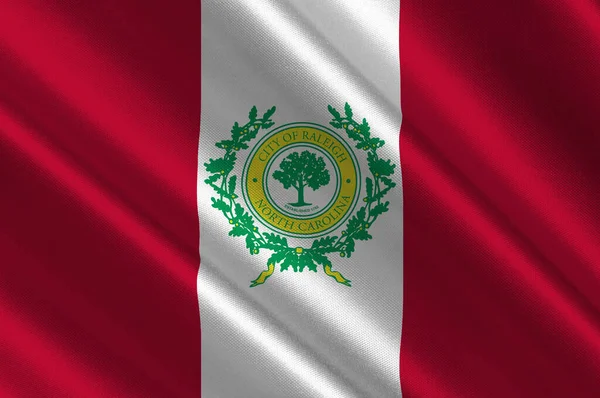 ローリーの旗はノースカロライナ州の州都であり アメリカ合衆国のウェーク郡庁所在地である 3Dイラスト — ストック写真