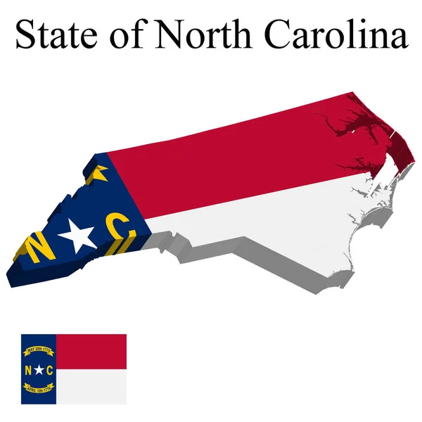 Flagga Norr South Carolina Usa Kartan Vit Bakgrund Vektorillustration — Stock vektor