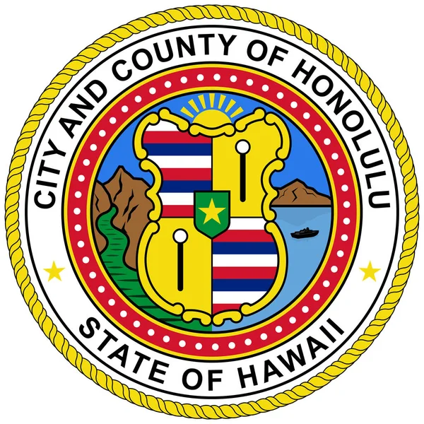Honolulu Címerei Hawaii Állam Fővárosa Legnagyobb Városa Vektorillusztráció — Stock Vector