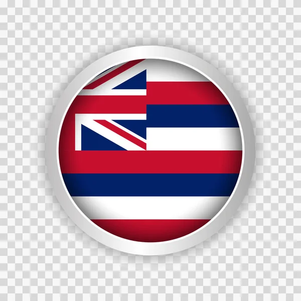 Bandeira Estado Havaí Dos Eua Botão Redondo Elemento Fundo Transparente — Vetor de Stock