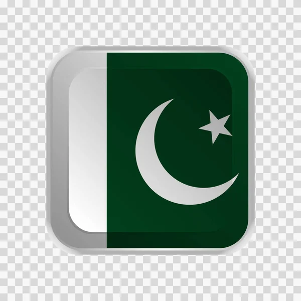 Drapeau Pakistan Sur Bouton Carré Sur Élément Fond Transparent Pour — Image vectorielle