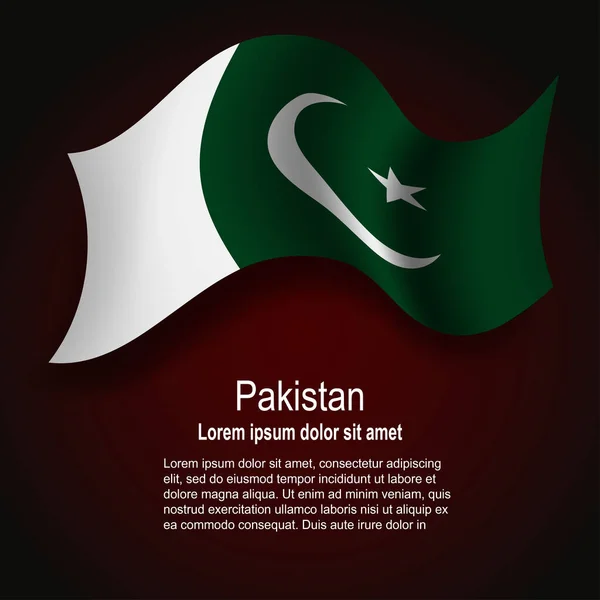 Vlajka Pákistánu Vlála Tmavém Pozadí Textem Vektorová Ilustrace — Stockový vektor