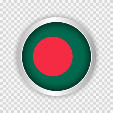 Web siteleri için saydam arkaplan ögesi üzerinde yuvarlak düğme üzerine Bangladeş bayrağı. Vektör illüstrasyonu
