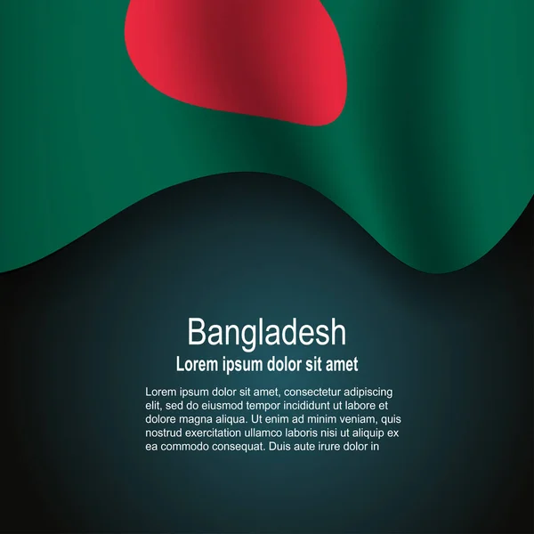Zászló Banglades Repül Sötét Háttérrel Szöveges Vektorillusztráció — Stock Vector