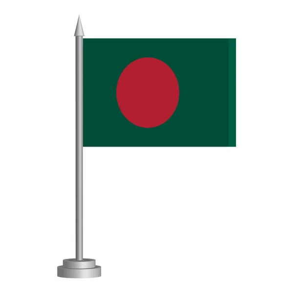 挂在旗杆上的孟加拉国国旗站在桌子上 矢量说明 — 图库矢量图片