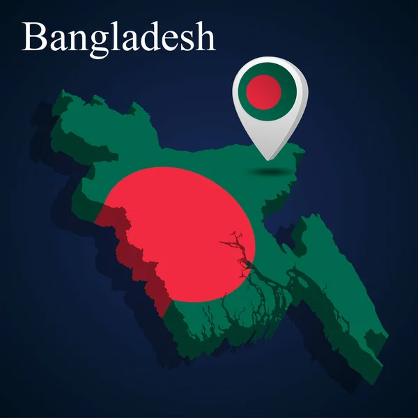 Flag Bangladesh Map Dark Background Vector Illustration — Stock Vector