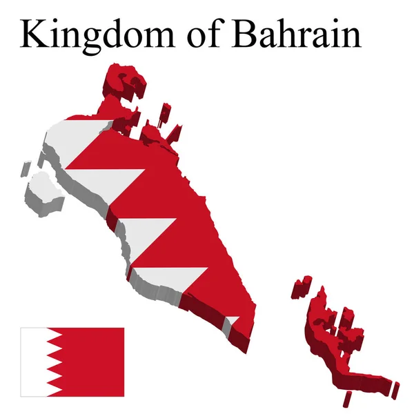 Drapeau Bahreïn Sur Carte Sur Fond Blanc Illustration Vectorielle — Image vectorielle