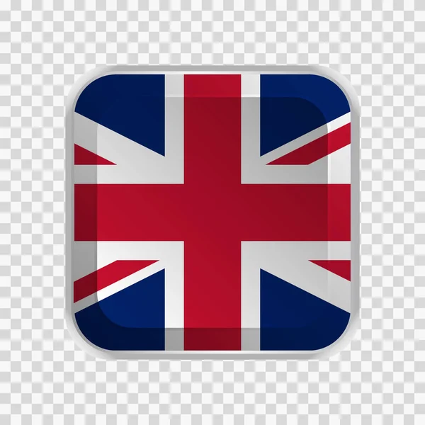 Vlag Van Het Verenigd Koninkrijk Vierkante Knop Transparante Achtergrond Element — Stockvector