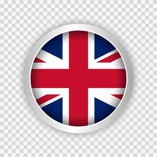 ウェブサイトの透明背景要素上のラウンドボタン上の英国のフラグ ベクターイラスト — ストックベクタ