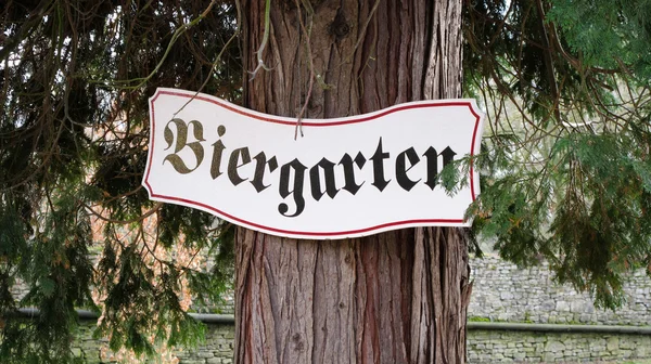 Biergarten sign in Germany — Stock Photo, Image