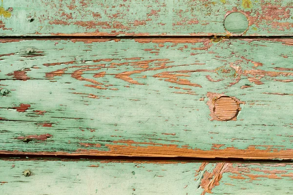 Superfície de madeira pintada verde muito usada — Fotografia de Stock