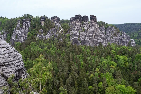 Pedras perto do famoso Bastei em Elbsandsteingebirge — Fotografia de Stock