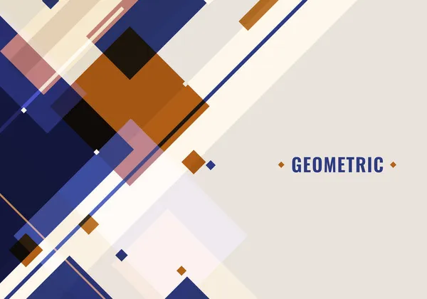 Abstraktní Šablona Modré Hnědé Geometrické Čtverce Tvary Překrývající Bílém Pozadí — Stockový vektor