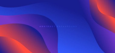 Banner web şablonu soyut neon renk dinamik dalga şekli arkaplanı. Vektör grafik illüstrasyonu