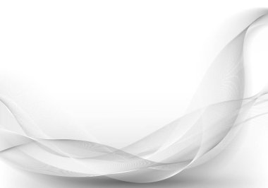 Soyut beyaz ve gri dalgalar ya da dalgalı çizgiler temiz arkaplan üzerinde akış deseni. Vektör illüstrasyonu