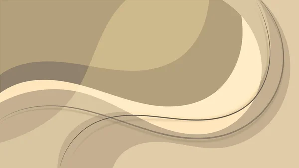 Abstracte Gebogen Vormen Met Golflijnen Bruine Crème Achtergrond Vector Grafische — Stockvector