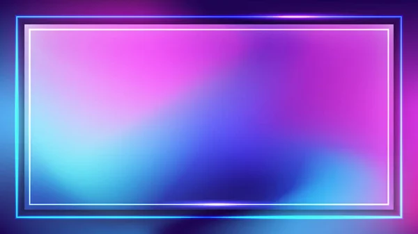 Abstraktní Rozmazané Zářivé Barevné Pozadí Neonovým Osvětlovacím Rámem Vektorová Ilustrace — Stockový vektor