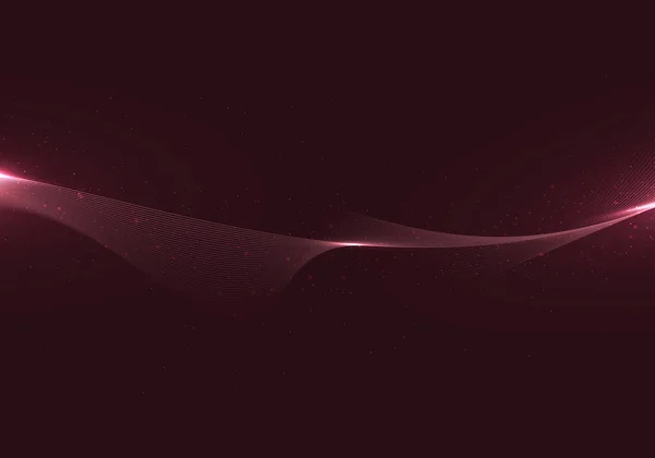 Абстрактні Хвилясті Лінії Крапковими Частинками Освітленням Впливають Стиль Технології Червоного — стоковий вектор