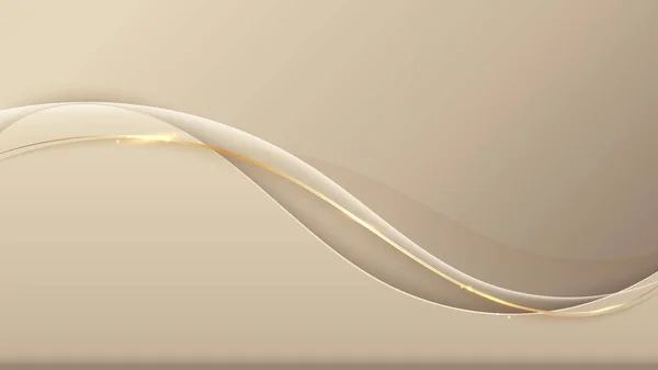 Abstrakt Mall Bakgrund Elegant Gyllene Våg Form Med Glänsande Guld — Stock vektor