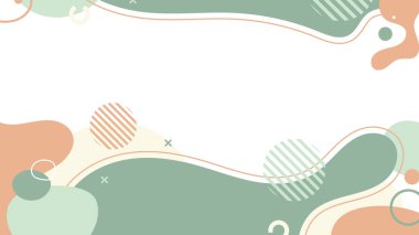 Soyut modern şablon pastel rengi organik dinamik şekiller elementler, renkli noktalar ve beyaz zemin üzerindeki çizgiler. Vektör illüstrasyonu