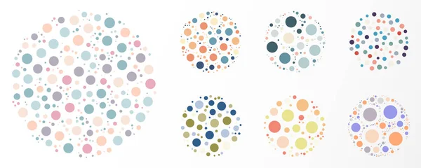 Set Random Dots Pastel Colors Pattern Circles Elements Isolated White — стоковый вектор