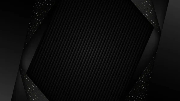 Abstract Modern Luxury Template Black Stripes Golden Dots Glitter Dark — Image vectorielle