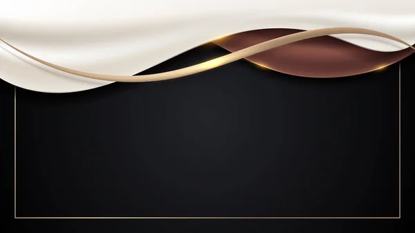 Abstrakter Luxus Goldenen Glatten Verlauf Stoffdekoration Goldenen Linie Wellenformen Auf — Stockvektor