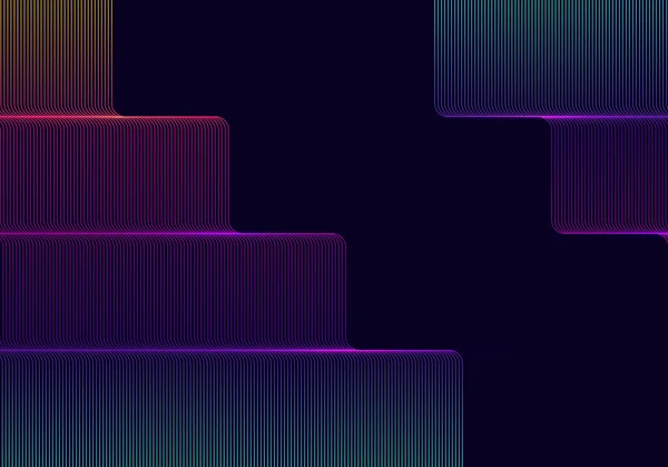 Abstraktes Muster Neonfarbener Linien Auf Schwarzem Hintergrund Retro Stil Vektorillustration — Stockvektor