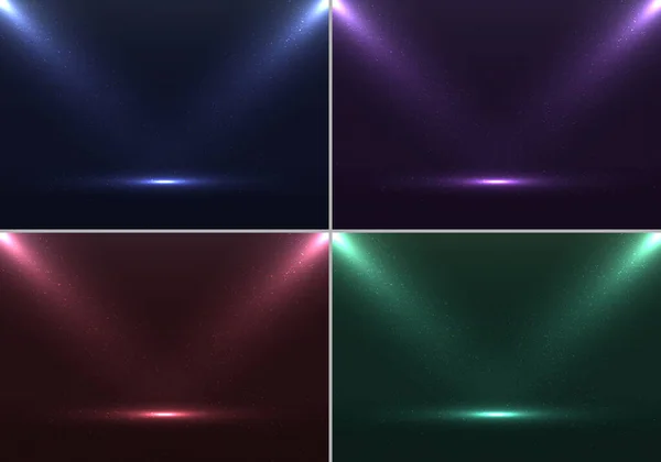 Ensemble Scène Vide Bleu Violet Rouge Fond Scène Couleurs Vertes — Image vectorielle