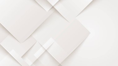 Soyut pankart tasarımı beyaz karelerin şablonu geometrik desenler kağıt kesim biçimi temiz arkaplan üzerinde. Vektör illüstrasyonu