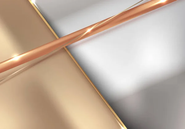 Abstracto Elegante Realista Papel Dorado Líneas Con Luz Sombra Sobre — Archivo Imágenes Vectoriales