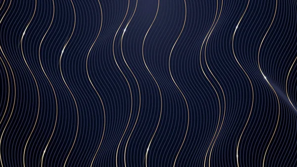 Абстрактные Динамические Восковые Синие Золотые Вертикальные Линии Создают Узор Темно — стоковый вектор