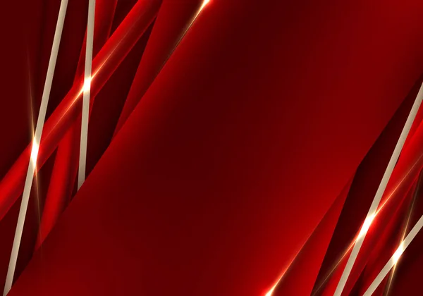 Abstrakt Lyx Stil Mall Bakgrund Röda Strripes Dekoration Gyllene Linjer — Stock vektor