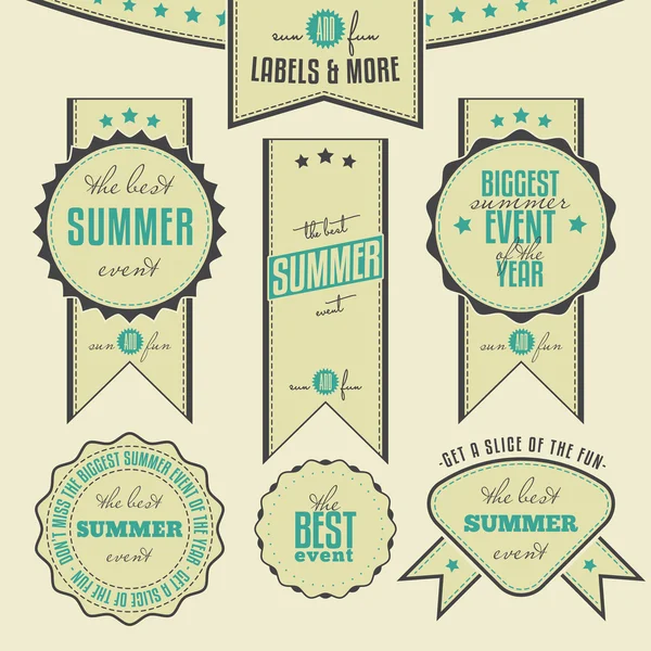 Set of summer events related vintage labels — Stock Vector