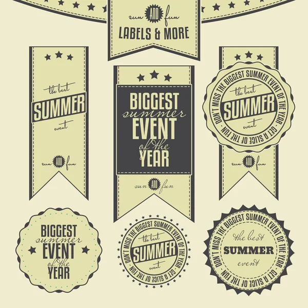 Conjunto de eventos de verano relacionados con etiquetas vintage — Vector de stock