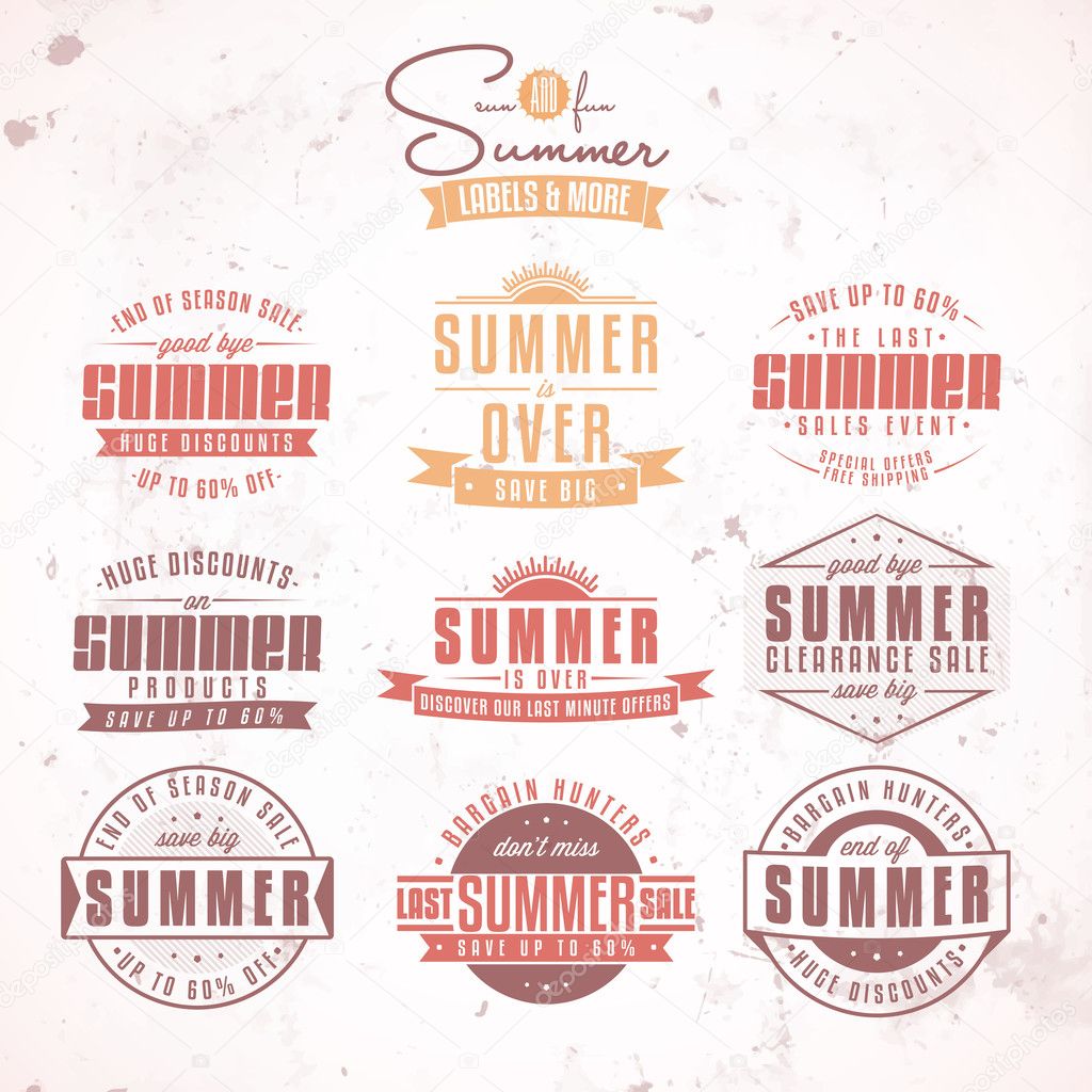 Set of summer sales related vintage labels