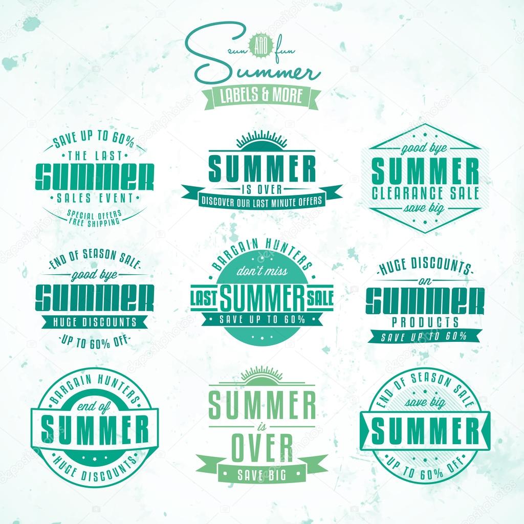 Set of summer sales related vintage labels