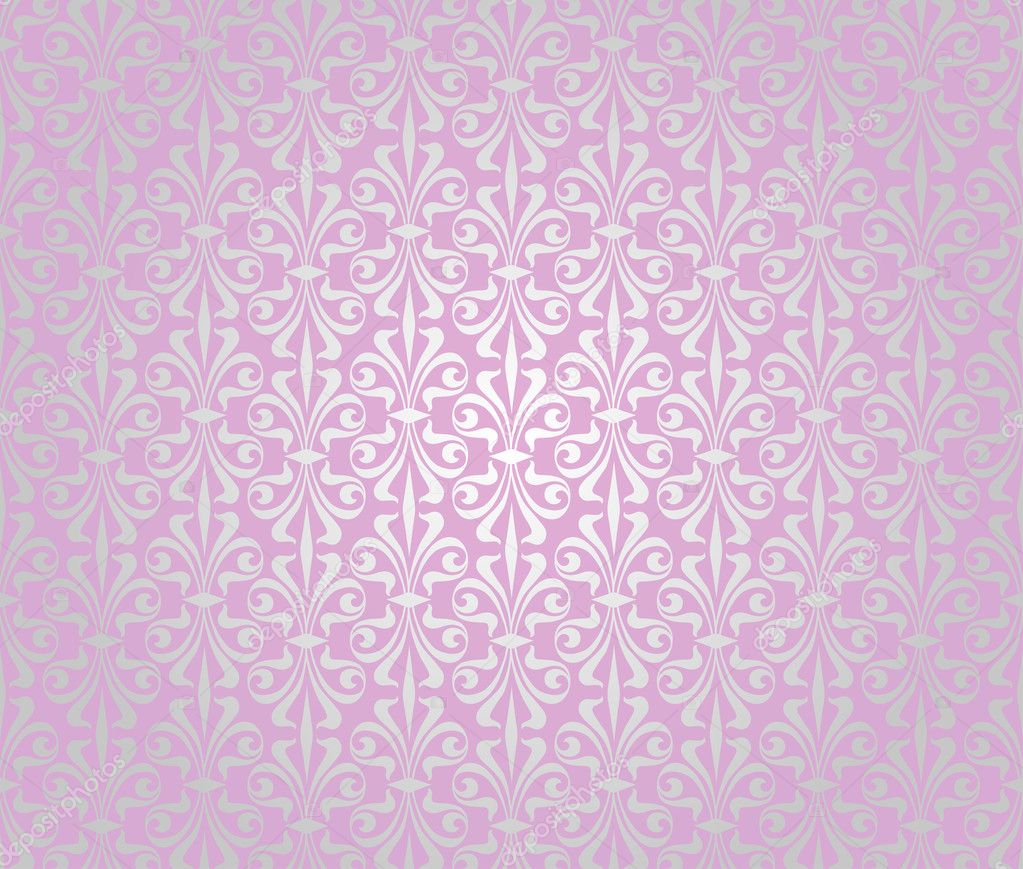 Pink & silver vintage wallpaper background design — Stock Vector